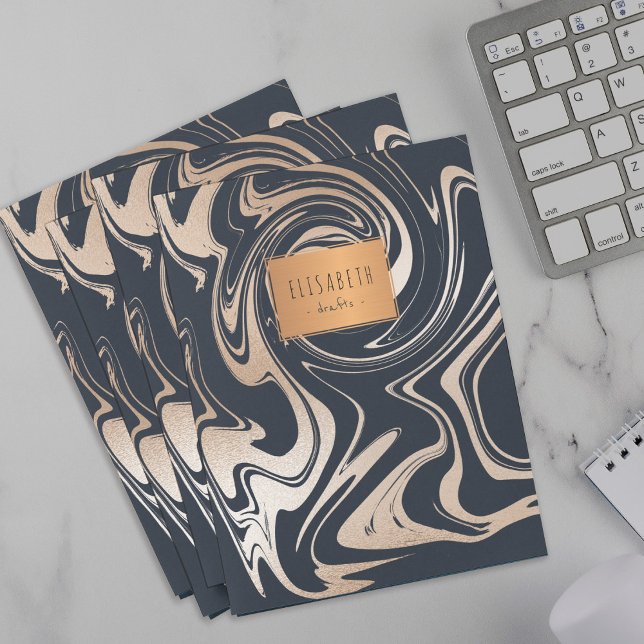 Black marble copper geometric trendy chic school pocket folder (Creator Uploaded)
