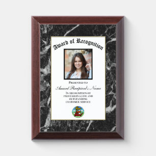 Black Marble Custom Logo Photo Award Plaque
