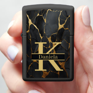 Black Marble: Daniela's Golden Veins Zippo Lighter