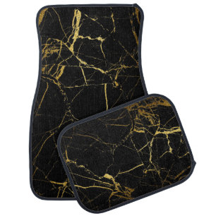 black marble faux gold details stone car floor mat