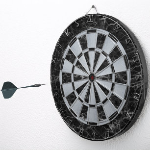 Black Marble Faux Metallic Gray Classic Elegant Dart Board
