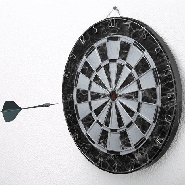Black Marble Faux Metallic Gray Classic Elegant Dart Board (Creator Uploaded)