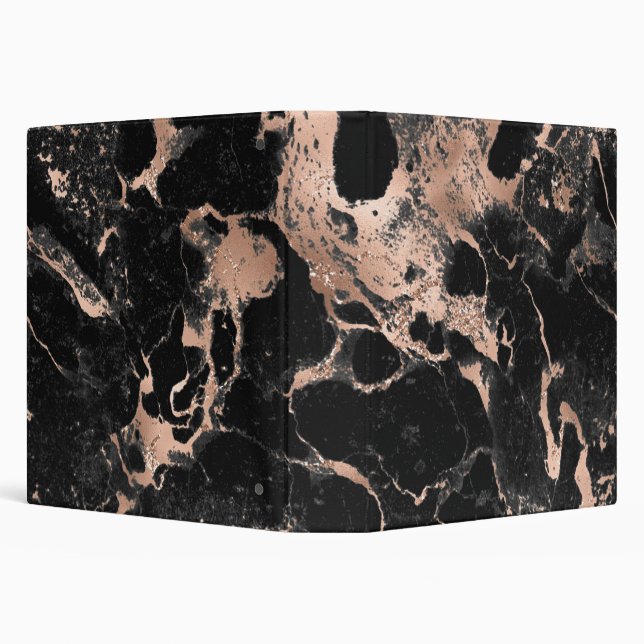 Black marble glitter rose gold 3 ring binder (Background)