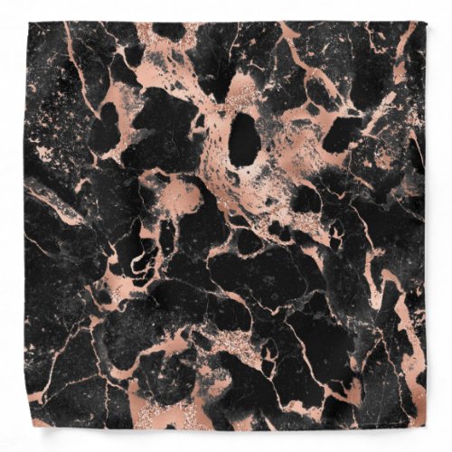 Black marble glitter rose gold bandana