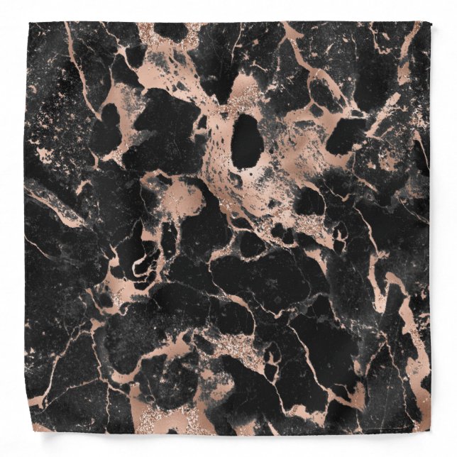 Black marble glitter rose gold bandana (Front)