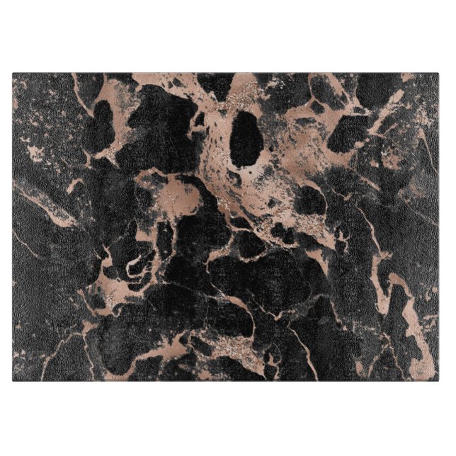 Black marble glitter rose gold cutting board (Front)