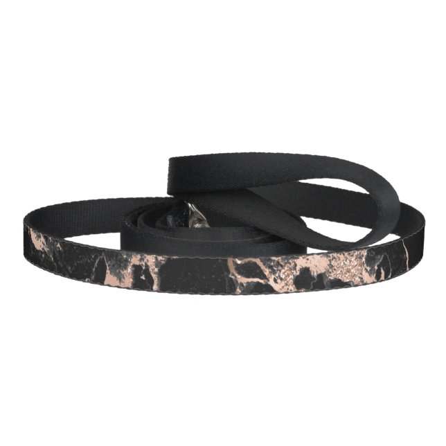 Black marble glitter rose gold pet leash (Handle)