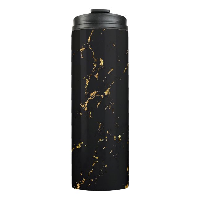 Black Marble Gold Accent Thermal Tumbler (Front)