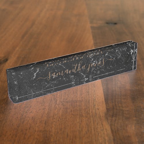 Black Marble Gold Classic Personalized Desk Name Plate