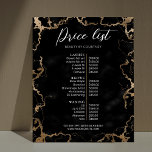 Black Marble &amp; Gold Elegant Business Price List Poster at Zazzle