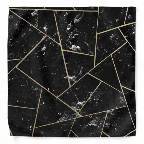 Black Marble Gold Geometric Glam 1 Bandana