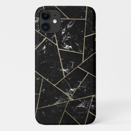 Black Marble Gold Geometric Glam 1 iPhone 11 Case