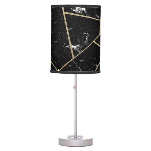 Black Marble Gold Geometric Glam 1 Table Lamp