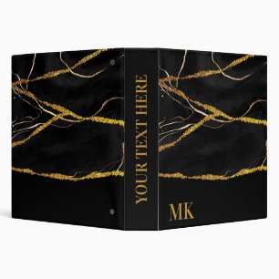 Black Marble Gold Glitter 3 Ring Binder