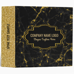 Black Marble & Gold Glitter Binder