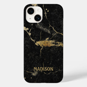 Black Marble Gold Glitter Case-Mate iPhone 14 Case