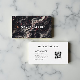 Black Marble Gold Glitter & Elegant Hair Stylist Business Card