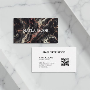 Black Marble Gold Glitter & Elegant Hair Stylist  Business Card