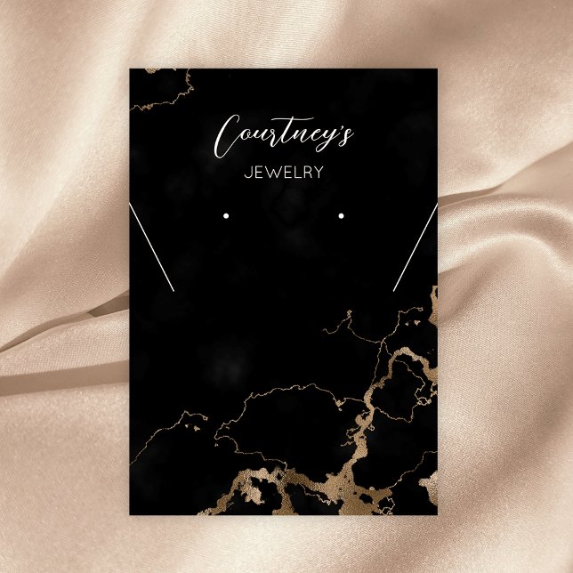 Black Marble & Gold Glitter Jewelry Display Cards (Black marble and gold glitter rectangle jwelry display cards)