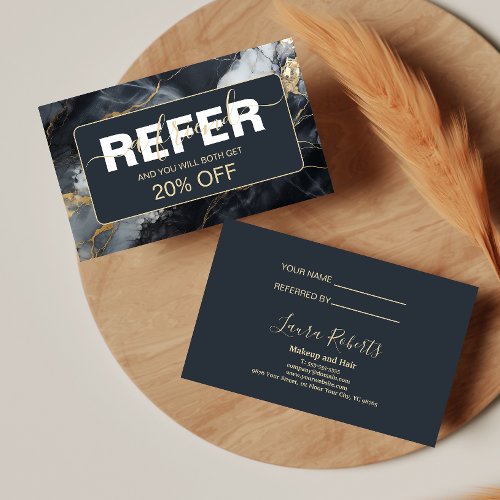 Black Marble Gold Minimal Branding Referral Card