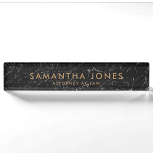 Black Marble Gold Minimal Personalised Nameplate