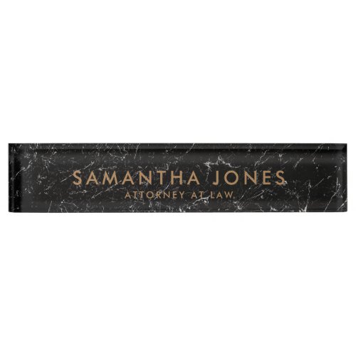 Black Marble Gold Minimal Personalised  Nameplate