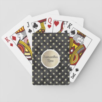 Black Marble Gold Polka Dots Personalized Playing Cards by LittleThingsDesigns at Zazzle