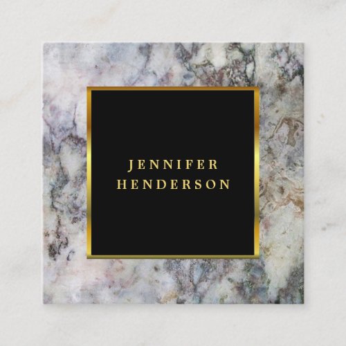 Black marble gold professional square business card