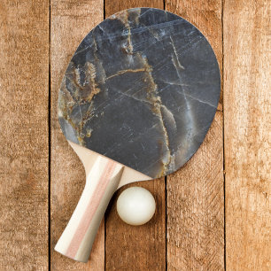 Black Marble & Gold Stone Ping Pong Paddle