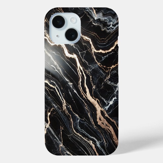 Black Marble & Gold Veins Case-Mate iPhone Case (Back)