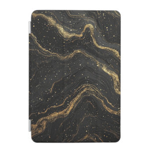 Black Marble Gold Veins Luxury Abstract iPad Mini Cover