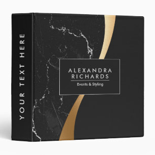 Black Marble Golden Foil 3 Ring Binder