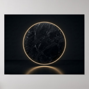 Black Marble Golden Halo Minimalist Canvas Print