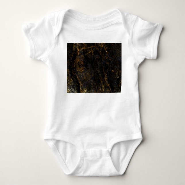 Black marble, golden veins, texture. baby bodysuit (Front)