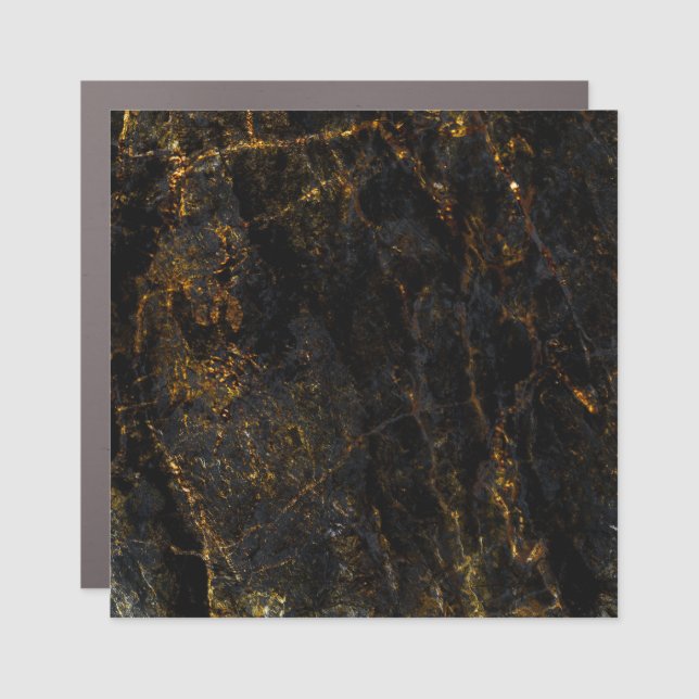 Black marble, golden veins, texture. car magnet (Front)