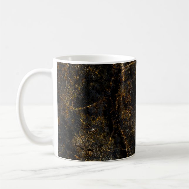 Black marble, golden veins, texture. coffee mug (Left)