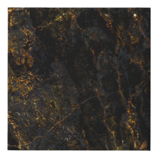 Black marble, golden veins, texture. faux canvas print