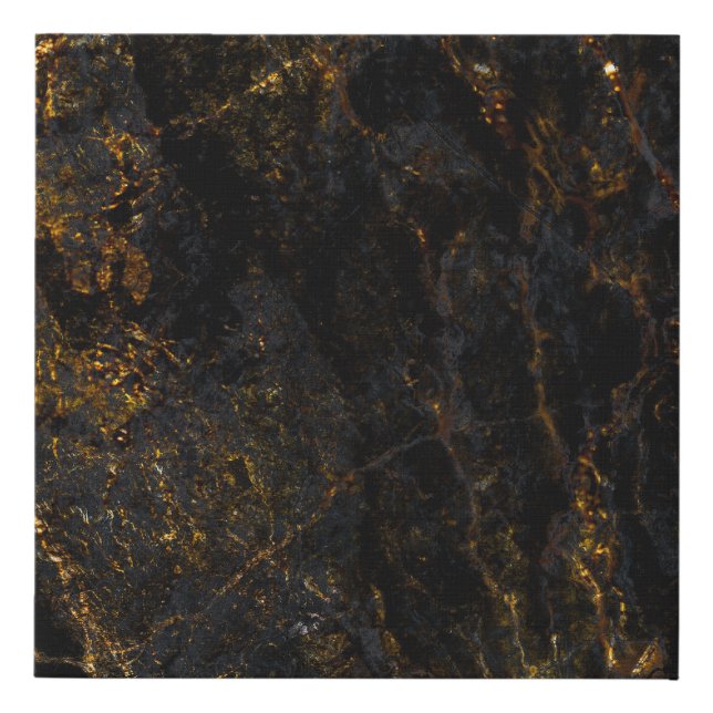 Black marble, golden veins, texture. faux canvas print (Front)