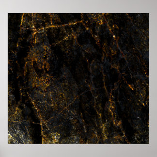 Black marble, golden veins, texture. poster