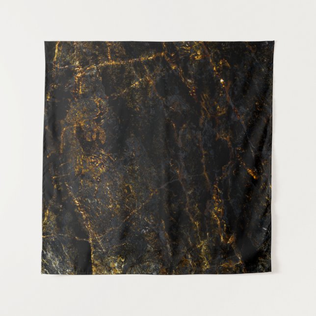 Black marble, golden veins, texture. tapestry (Front)