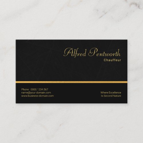 Black Marble Grunge Simple Gold Line Chauffeur Business Card