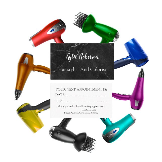 Black Marble Hairstylist Appointment Card (Creator Uploaded)