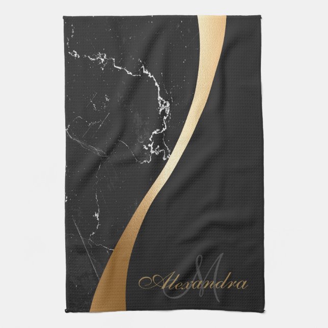 Black Marble Kitchen Towel (Vertical)