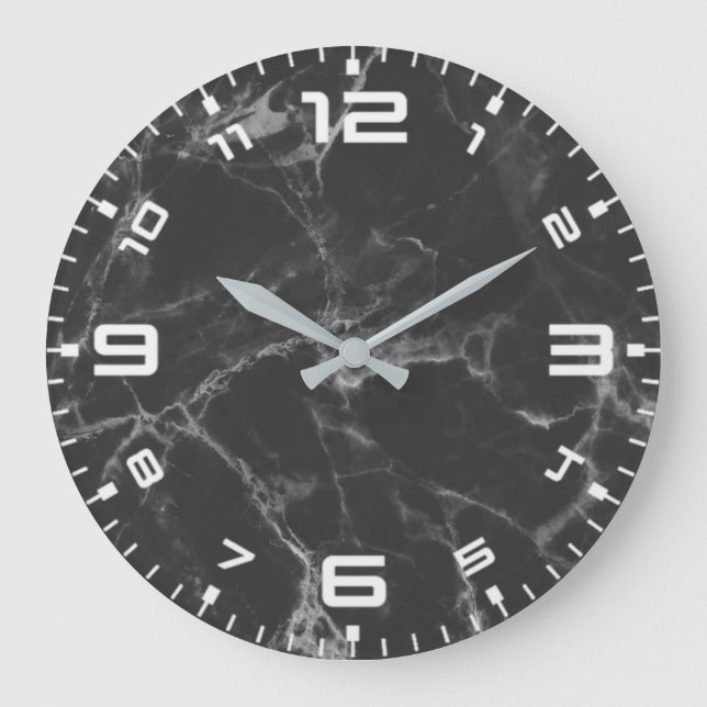 Black Marble Large Wall Clock (Front)