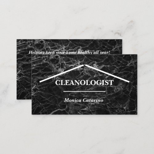 Black Marble Look Home Cleaning Business Card