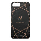Black Marble Look with Faux Rose Gold Geometrics