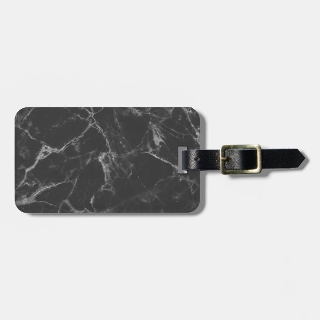 Black Marble Luggage Tag (Front Horizontal)
