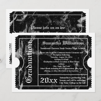 Black Marble Modern Graduation Ticket Invitation
