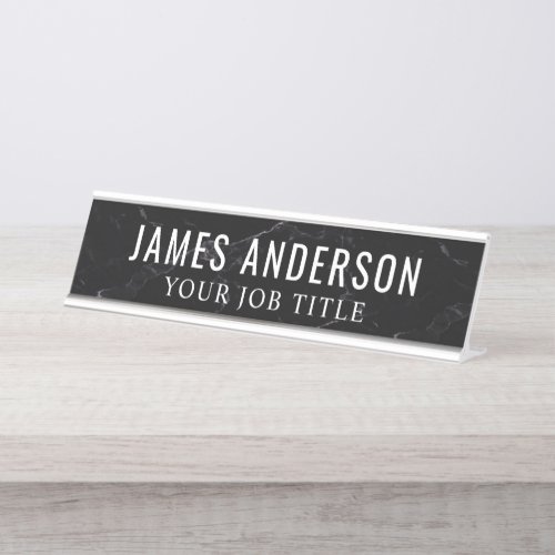 Black Marble Modern Office Employee Desk Name Plate