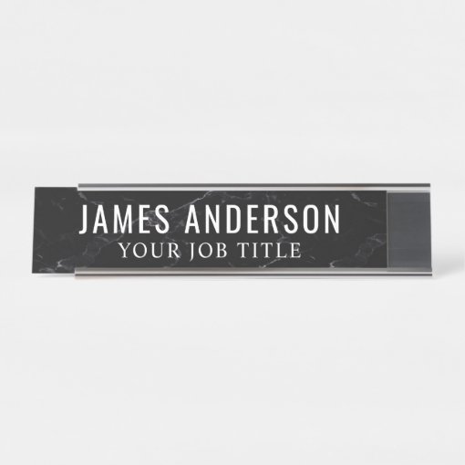 Black Marble Modern Office Employee Desk Name Plate | Zazzle